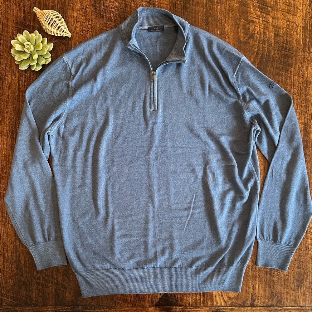 Paul & Shark | 100% Virgin Wool Blue Half Zip Sweater, Size XL